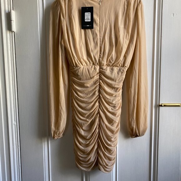 Just Like Me Mesh Ruched Mini Dress - Taupe (NWT) - Picture 2 of 3